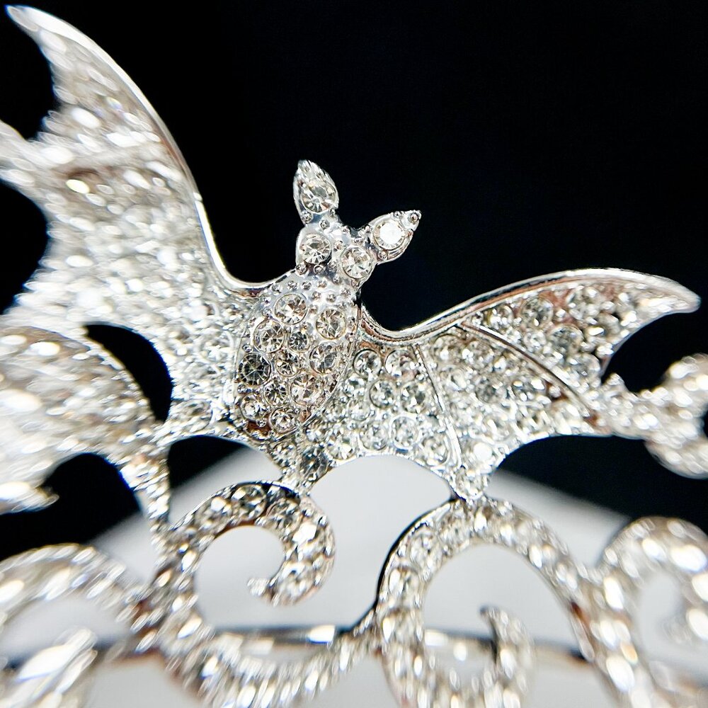 Vampire Bat Crown, Crystal crown, Witch crown, Evil queen crown, Silver crown - Picture 4 of 9